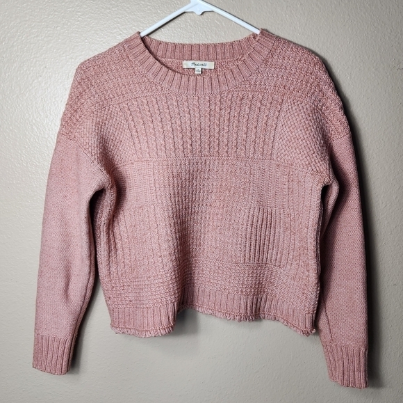 Madewell Vintage Pink Merino Wool Blend Stitchmix Pullover Sweater-Size S - Picture 4 of 11